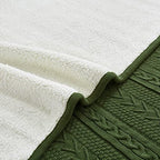 Longhui bedding Olive Green Acrylic Cable Knit Sherpa Throw Blanket - Thick, Soft, Big, Cozy Olive Green Knitted Fleece Blankets for Couch, Sofa, Bed - 50 x 63 Inches - color: Olive Green, size: 50" x 63", Standard