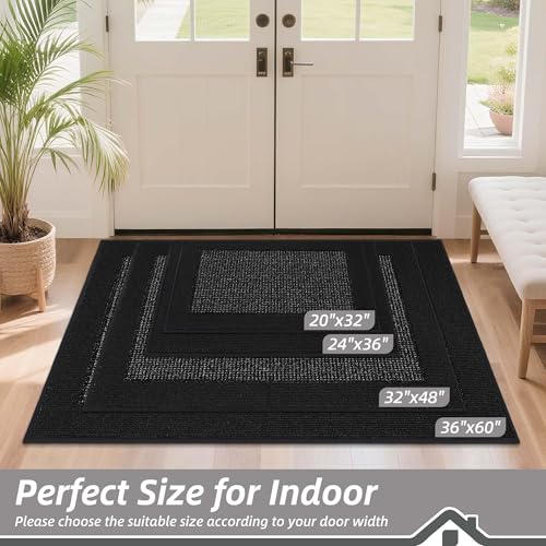 BEQHAUSE Indoor Door Mat 36" x 60", Dirt Trapper Door Mats Non-Slip Entryway Rugs Washable, Trap Dirt Absorbent Welcome Mat, Low Profile Floor Mats for Front Back Door and Entryway, Black - color: Black, size: 36" X 60" (Rectangular)