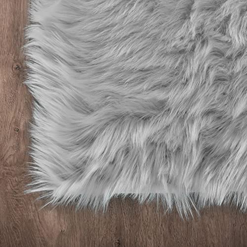 Latepis Grey Fluffy Rugs for Bedroom Rug Runner 2x5 Faux Sheepskin Fur Furry Rug for Living Room Home Décor Sofa Cushion, Runner - color: Grey, size: 2' x 5' (Runner)