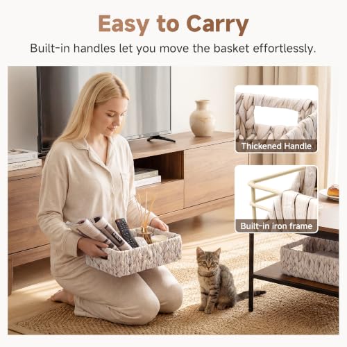 StorageWorks Wicker Baskets for Storage, Water Hyacinth Storage Baskets for Organizing, Wicker Storage Baskets for Shelves, White, 11¼" x 7½" x 3½", 2-Pack - color: White (Water Hyacinth), size: 11¼"L x 7½"W x 3½"H