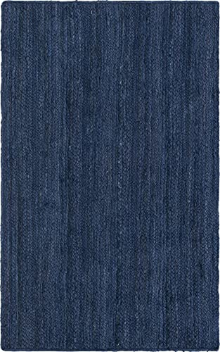 Unique Loom Braided Jute Collection Area Rug - Dhaka (3' 3" x 5' 3" Rectangle, Navy Blue) - color: Navy Blue, size: 3'3" x 5'3" (Rectangular)