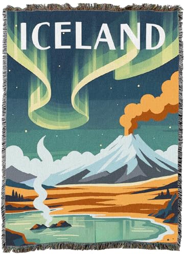Pure Country Weavers Iceland Travel Blanket - Gift Tapestry Throw Woven from Cotton - Made in The USA (60X80) - color: Iceland Travel, size: 60X80