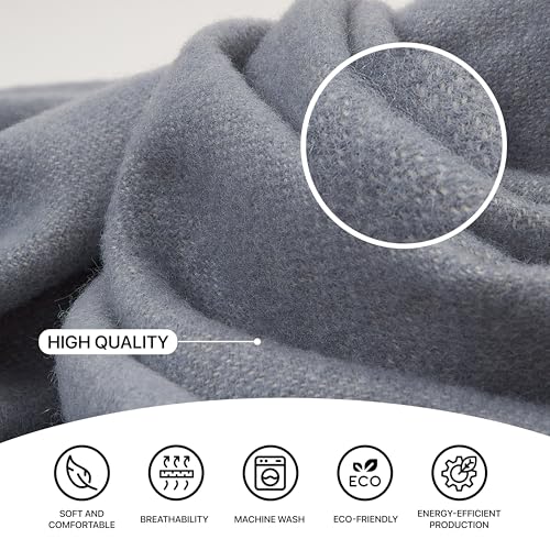 | Wool Blanket/Throw | 100% New Zealand Wool | Perfect for Home and Outdoors | Virgin Wool Throw with Fringes 75"x87" (190 x 220 cm) - color: Cornflower Blue, size: Full