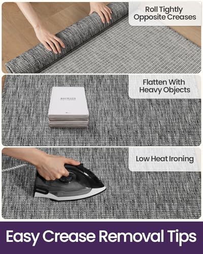 DEXI Hallway Runner Rug 3.3x8, Woven Braided Farmhouse Runner Carpet Indoor, Absorbent Thin Long Entryway Runners for Kitchen, Laundry Room, Patio Entrance, Dark Grey - color: Dark Grey, size: 3'3" X 8' (Rectangular)