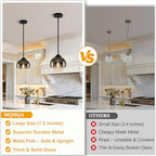MQMQA 2 Pack Globe Pendant Lights, Mid Century Pendant Light Fixtures, Globe Pendant Lights Kitchen Island with Gray Glass Shade Adjustable Hanging Fixture for Dining Room (Bulbs not Included) - color: Matte Black + Gradient Gray Glass 2 Pack