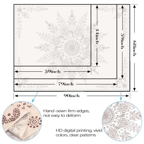 Lunerfex Boho Floral Tapestry Mandala Wall Tapestry, Cute Tapestries for Bedroom Beige Flower Tapestries Wall Hanging for Bedroom Living Room Decor Beige-2 44"x60" - color: Off White, size: 60"L x 44"W