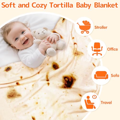 CASOFU Baby Burritos Swaddle Blanket, Tortilla Wrap Blankets Funny Gifts for Baby Shower Boy Girl Toddler Newborn, 285 GSM Soft Flannel Food Blanket White Elephant Gifts for Toddler (Beige, 36 inches) - color: Beige, size: 36 inches