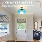 Antique Blue Close to Ceiling Fixture, 11 Inch Easy Install Semi Flush Ceiling Light, Glass Ceiling Light for Bathroom Laundry Coastal Apartment Hallway - color: Blue