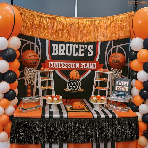 KatchOn, XtraLarge Black and Orange Fringe Banner - 6.5 Ft, Pack of 2 Fringes | Tinsel Garland for Basketball Theme Birthday Decorations | Orange Black Fringe Garland for Graduation Decorations 2026 - color: Orange and Black
