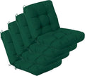 QILLOWAY Outdoor Seat/Back Chair Cushion Tufted Pillow, Spring/Summer Seasonal Replacement Cushions - Pack of 4 (Mallard/Forest Green)