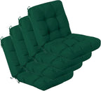 QILLOWAY Outdoor Seat/Back Chair Cushion Tufted Pillow, Spring/Summer Seasonal Replacement Cushions - Pack of 4 (Mallard/Forest Green)