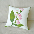 vctops Farmhouse Hibiscus Flowers Cotton Tufted Throw Pillow Cover Spring Floral Embroidery Pillowcase Soft Square Cushion Case for Sofa Couch Bed Chair (Pink F,18"x18") - color: Pink F