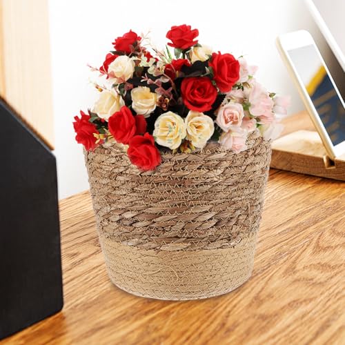 TOYANDONA Large Seagrass Woven Planter Basket for Indoor Plants, Multi-Purpose Boho Plant Pot Cover with Handcrafted Storage Basket, Natural Brown Fiber for Home Décor and Indoor Gardening