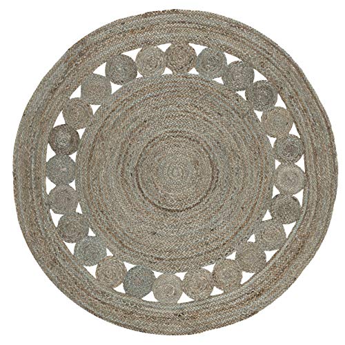 SAFAVIEH Area Rug 4' Round - Natural Fiber Collection - Grey, Handmade Jute, Boho Farmhouse Braided Design (NF364C) - color: Grey, size: 4' (Round)