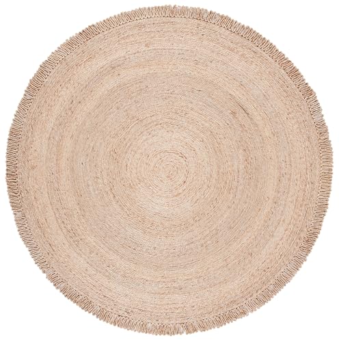 SAFAVIEH Natural Fiber Round Collection 6' Round Natural NF168A Handmade Boho Charm Farmhouse Jute Area Rug - size: 6' (Round)