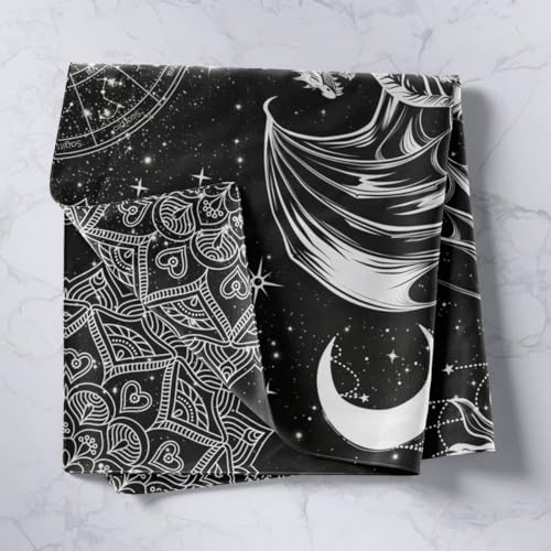Castle Fairy Bohemian Lotus Constellation Starry Sky Tapestry Living Room Bedroom Mysterious Animals Wall Hangings Art Dragon Tapestries for Home Decor 59.1x82.7 - color: Black White 07, size: 82.7"L x 59.1"W