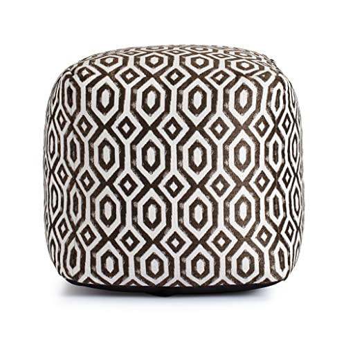 Anji Mountain 100% Handmade & Handcrafted Comfortable Home Décor Outdoor Pouf Ottoman Footrest for Living Room, Bedroom, Nursery, Kidsroom, Patio Furniture - (18" x 18" x 18"- Brown-Ivory) - color: Zuma