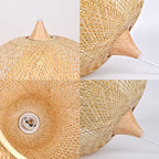 Arturesthome 1 Light Weaving Bamboo Pendant Light for Kitchen Island, Wicker Chandelier,Handmade Woven Hanging Ceiling Light Lampshade for Living Room Bedroom - size: A 23.6"*17.6"