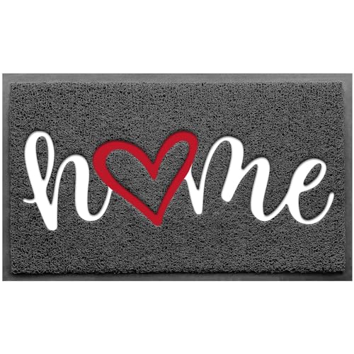 Door Mat, Welcome Mat Low Profile Floor Mat Front Doormat Indoor and Outdoor Doormat Non Slip Rugs for Entryway, Patio, High Traffic Areas (36"x24", Grey-Home) - color: Grey-home, size: 2' x 3' (Rectangular)