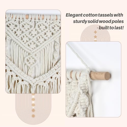 JONKASIPA Macrame Wall Hanging - Bohemian Handmade Woven Tassel Tapestry Chic Lace Hanging Home Decor,Macrame Wall Decor for Bedroom,Living Room or Apartment(White) - color: White-01- Tassel