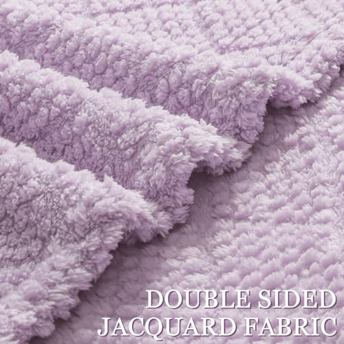 Whale Flotilla Fuzzy Fleece Twin Size Blanket for Bed, Soft Fluffy Jacquard Waffle Blankets for All Season, Lightweight and Cozy, 60x80 Inch, Lilac - color: Lilac, size: Twin(60x80 Inch)