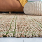 SAFAVIEH Natural Fiber Collection Area Rug - 5' x 8', Green & Natural, Handmade Boho Stripe Farmhouse Rustic Jute & Cotton, Ideal for High Traffic Areas in Living Room, Bedroom (NFB656Y) - color: Green/Natural, size: 5' x 8' (Rectangular)