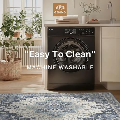 GENIMO Area Rug 2x3 Doormat, Machine Washable Low Pile Rugs, Small Retro Entryway Mat for Entrance, Hallway, Kitchen and Corridor, Center Blue - color: Area Center Blue, size: 2' x 3' (Rectangular)