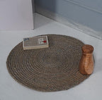 Handmade Natural Fiber Round Collection 2' Round Natural Handmade Boho Charm Farmhouse Jute Area Rug (Gray) - color: Grey