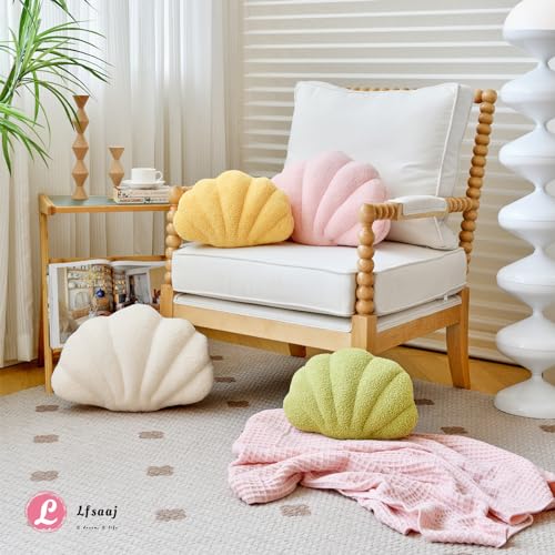 Lfsaaj Seashell Throw Pillows, Shell Shaped Throw Pillows, Soft Home Decorative Pillow Plush Cushion for Bed Couch Living Sofa Room Decor Accent Throw Pillow (13x10 Inch, Dusty Pink) - color: Dusty Pink, size: Small-13Inch
