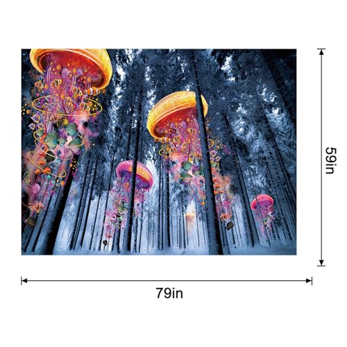 Jellyfish Tapestry Ocean Wall Art Soft Fabric Abstract Boho Tapestry for Living Room Bedroom Dorm Room Wall Hanging - color: Jellyfish, size: 79"L x 59"W