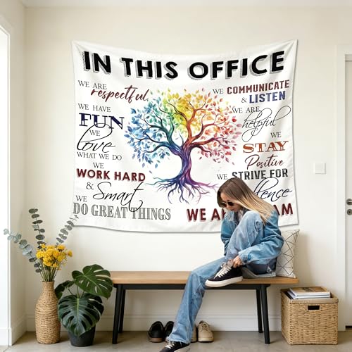 gsgfdshf Inspirational Office Wall Tapestry, in This Office We Are a Team Positive Motivational Tapestry Wall Hanging for Bedroom Home Workplace Decor, 50x60 Inch - color: Landscape Text-Tapestry-F