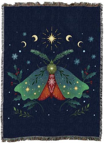 Pure Country Weavers Christmas Moth by Episodic Drawing - Gift Tapestry Throw Blanket Woven from Cotton - Made in The USA (60X80) - color: Christmas Moth, size: 60x80