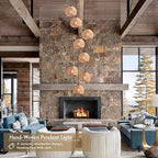 8-Light Woven Foyer Chandeliers for High Ceiling H100",8 Dome Boho Rattan Pendant Lights Farmhouse Ceiling Light,rustic Hemp rope Light Fixture For Living Room Hallway Staircase Entryway (Bulb Incl. - color: 16" Natural 8-Light