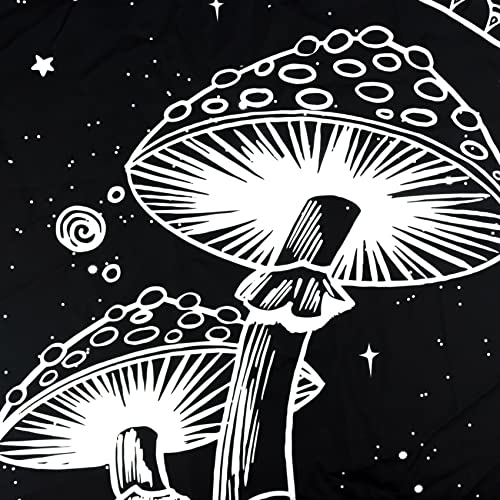 SCECALA Black and White Tapestry Wall Hanging Funny Mushroom with Boho Mandala Pattern Aesthetic Tapestries Vintage Botanical Blanket for Bedroom Living Room Teen Dorm Party Home Decor 59x51 Inch - color: Black and White, size: 51"L x 59"W