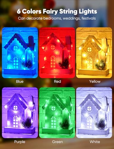 Brightown 14 Pack 6 Color LED Fairy Lights Battery Operated String Lights, 7ft 20LED Waterproof Silver Wire String Lights, Firefly Starry Moon Lights for Mason Jars DIY Christmas Wedding Party Bedroom - color: 6 Color, size: 14 Pack
