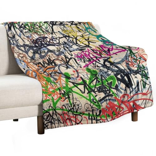 Graffiti Blanket, Cool 3D Abstract Cartoon Street Art Line Graffiti Print Blanket for Couch Sofa Bed Decorative Gifts 30x40 - color: Blanket, size: 30"x40"