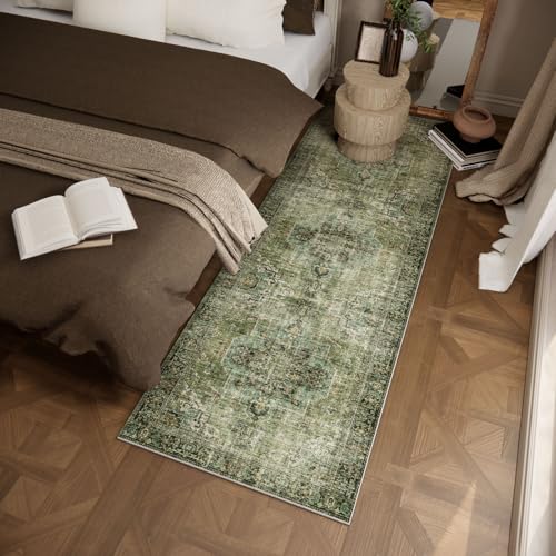 Machine Washable Kitchen Runner Rug: 2'x6' Hallway Rug Non Slip Low-Pile Stain Resistant Soft Carpet Runners for Entryway Hallways Kitchen Laundry Room Beside Farmhouse - color: Black and Green, size: 2' x 6' (Rectangular)