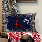 Farmhouse Christmas Red Black Buffalo Plaids Deer Pillow Covers 12x20 Inch Winter Snowflake Joy Holiday Throw Waist Pillow Cases Cotton Linen Seasonal Xmas Cushion Cover - color: Joy Deer Xmas