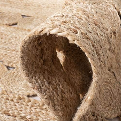 SAFAVIEH Natural Fiber Collection Area Rug - 6' Square, Natural, Handmade Farmhouse Rustic Country, Ideal for High Traffic Areas in Living Room, Bedroom (NF365B)