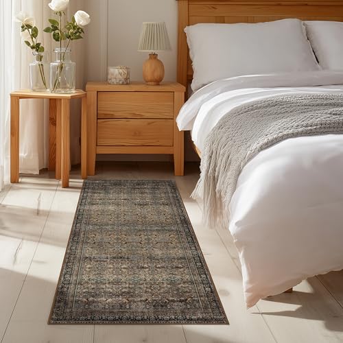 Ruaruarug Washable Area Rug Runner 2×6 for Kitchen Living Room Bedroom, Ultra Soft Non Slip Stain & Fade Resistant, Pet & Kids Friendly, Suitable for High Traffic Areas Easy to Clean, Vintage Brown - color: Vintage Brown, size: 2' x 6' (Rectangular)