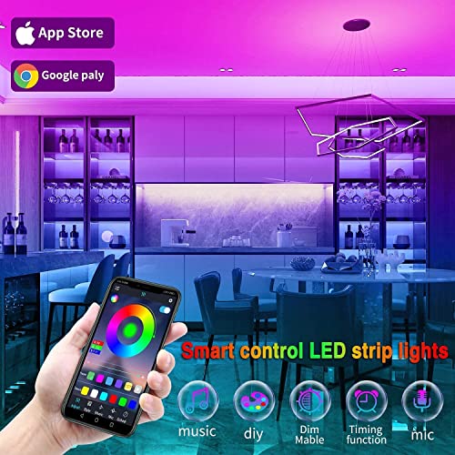Tenmiro Led Lights for Bedroom 100ft (2 Rolls of 50ft) Music Sync Color Changing Strip Lights with Remote and App Control RGB Strip, for Room Home Party Decoration - size: RGB 100FT