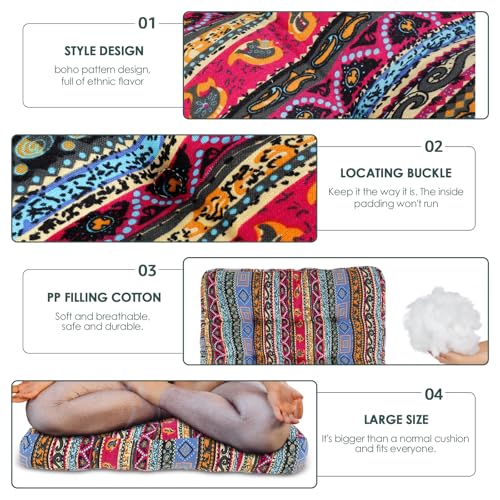 Boho Floor Pillow, Large Meditation Pillows for Adults, Meditation Mat Washable, Soft Meditation Cushion for Yoga Living Room Tatami Sitting Home Decor (Style 1)
