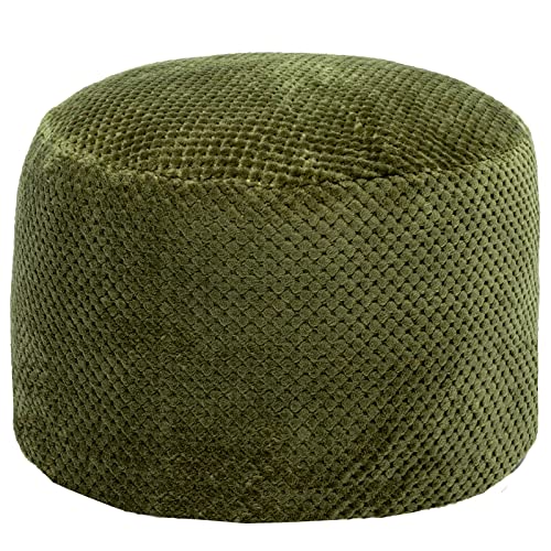 Asuprui Pouf Ottoman Unstuffed Ottoman Foot Rest No Filler Soft Faux Fur Foot Stool 20x20x12 Inches Fuzzy Chair Floor Pouf Chair with Storage for Living Room Bedroom Green - color: Olive Green