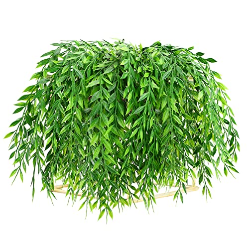 GBESTWOOW Artificial Willow Plant Fake Greenery Vine for Home Decoration Indoor Outdoor Decor - Not Included Basket- 6pcs - size: Weeping Willow-20inch-6 pcs