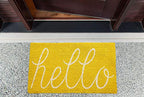DII Hello Coir Fiber Doormat Non-Slip Durable Outdoor/Indoor, Pet Friendly, 17.5x29.5, Yellow - color: Yellow