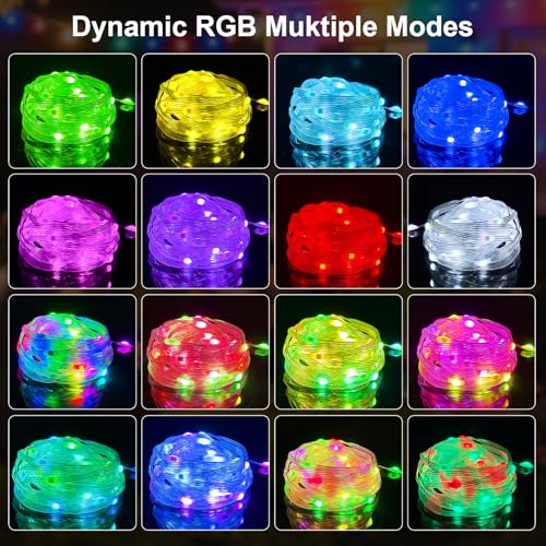 1Pack USB Plug in Christmas Fairy String Lights,16ft 50 LED Color Changing with APP Controlled & Remote Timer, Music Sync Waterproof RGB Twinkle Light Battery Powered for Bedroom Indoor Party Wedding