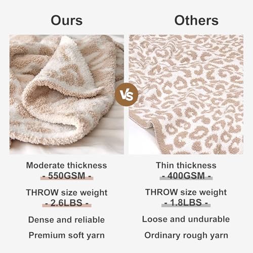 MH MYLUNE HOME Ultra Soft Leopard Throw Blanket (50x60 inches) Microfiber Blankets Plush Warm Reversible Cheetah Blanket Leopard Pattern Throw for Couch Bed Sofa - Khaki, 50"x60" - color: Leopard Khaki, size: 50"x60" - 550 GSM