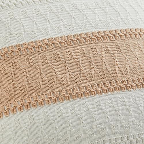 Soft Cotton Boho Throw Pillow Covers Set of 2, Natural White/Contrast Beige 16x16 Inch, Beige Farmhouse Decorative Cushion Covers for Sofa Bed Living Room Home Decor - color: Natural White/Contrast/Beige, size: 16" x 16" (Pack of 2)