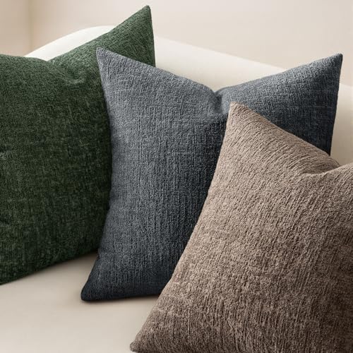 MIULEE Decorative Throw Pillow Covers 18x18 Pack of 2 Dark Grey Couch Pillow Covers Soft Cozy Textured Chenille Pillowcases for Home Decor Sofa Living Room Cushion Bedroom - color: Dark Grey, size: 18" x 18" (Pack of 2)