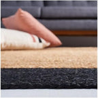 SAFAVIEH Natural Fiber Collection Area Rug - 6' Square, Natural & Black, Handmade Flat Weave Boho Farmhouse Rustic Border Jute, Ideal for High Traffic Areas in Living Room, Bedroom (NFB852Z)